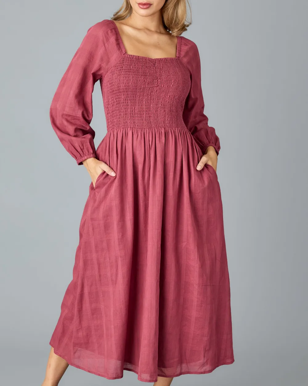 Square Necked Midi Dress