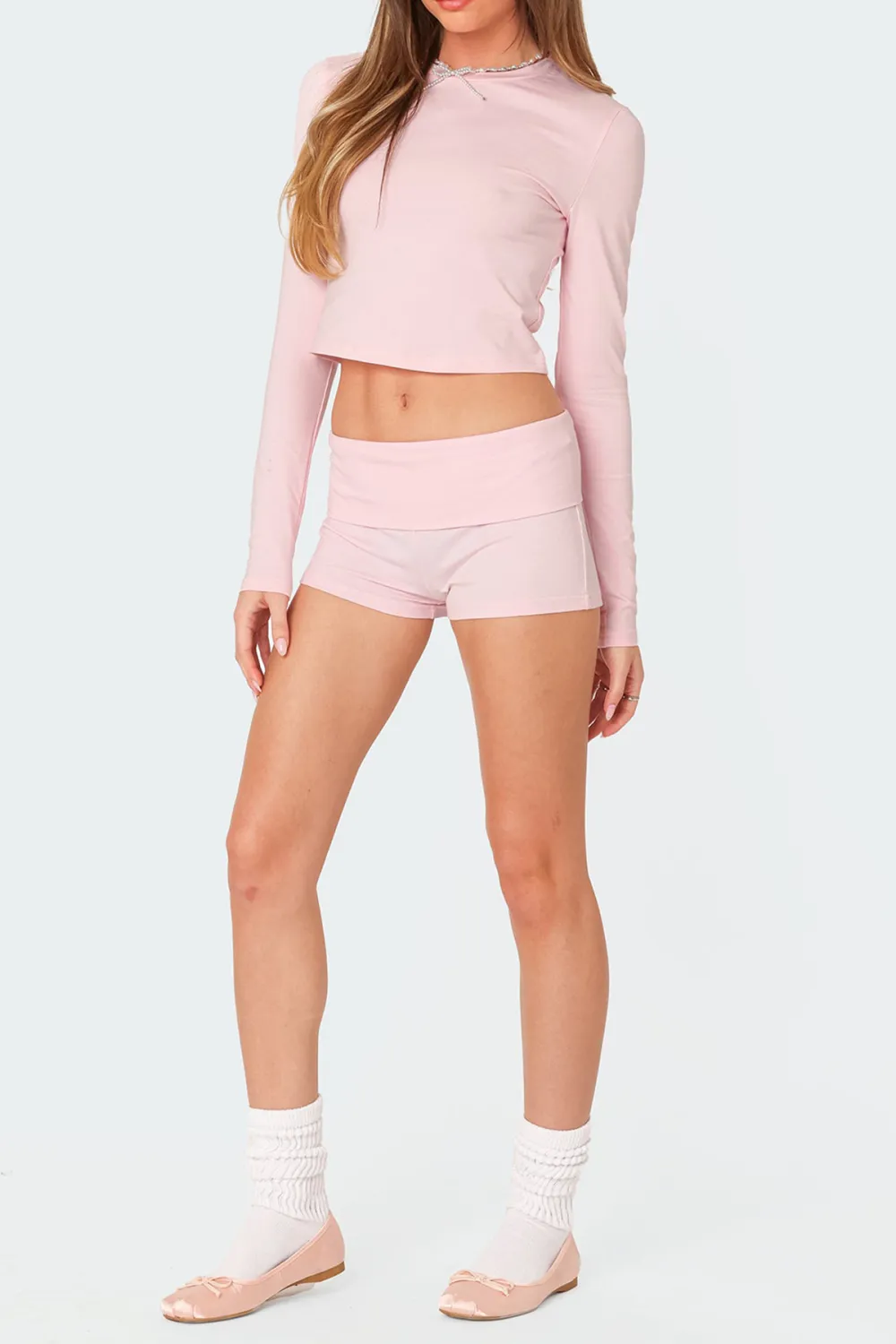 White Fold Over Shorts
