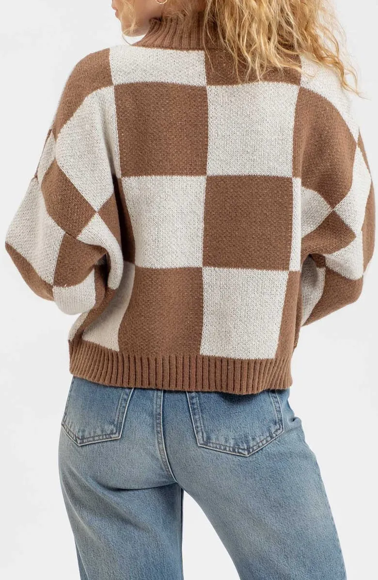 Check Mock Neck Sweater