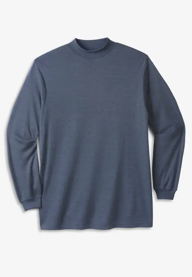 Mock Turtleneck Long-Sleeve Cotton Tee