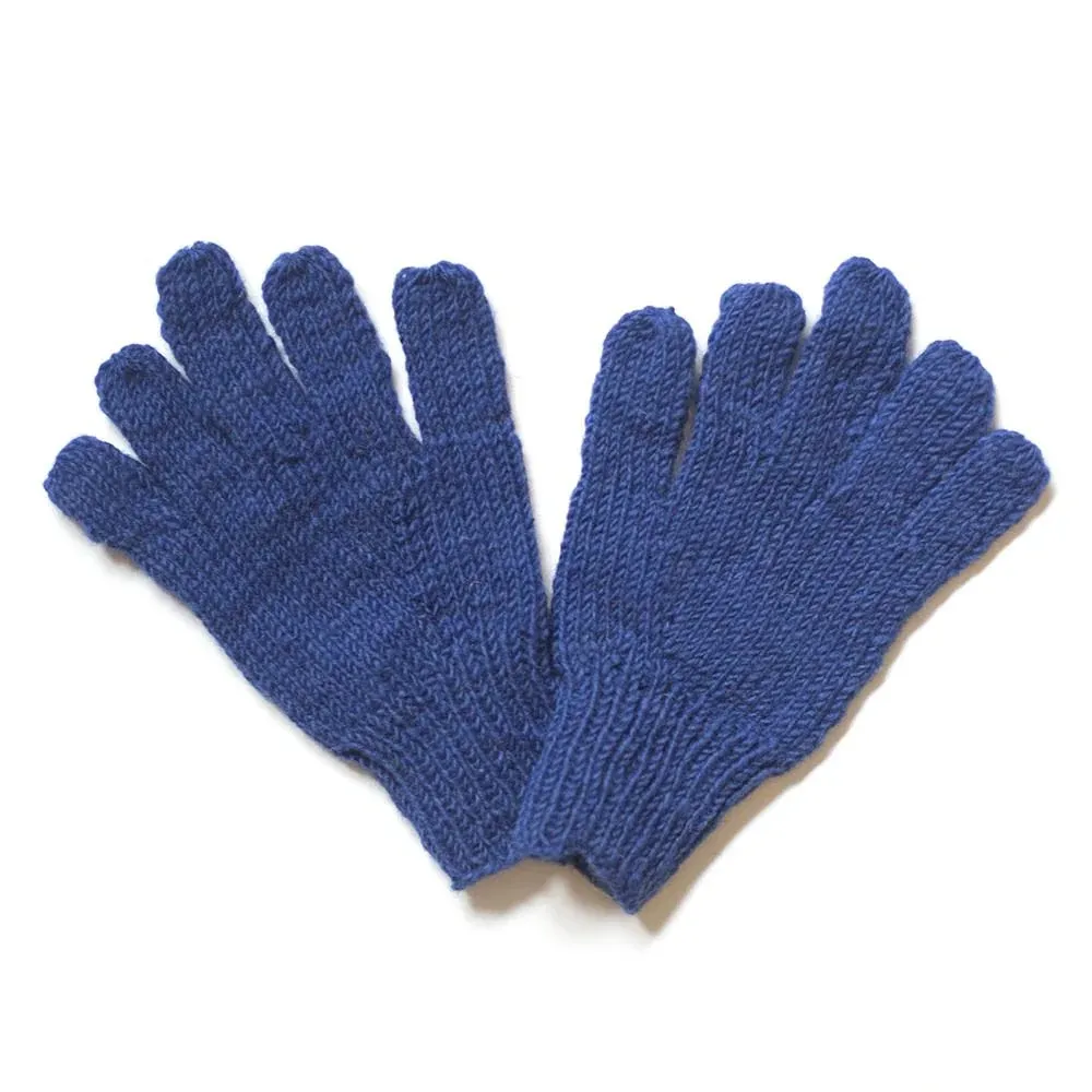 Navy Blue Solid Color Knitted Gloves