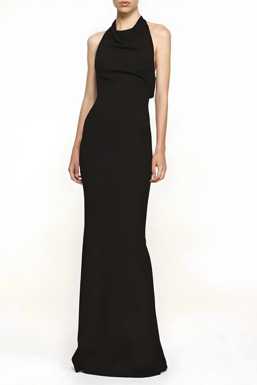 Black Hanging Neck Minimalist Elegant High-End  Dress