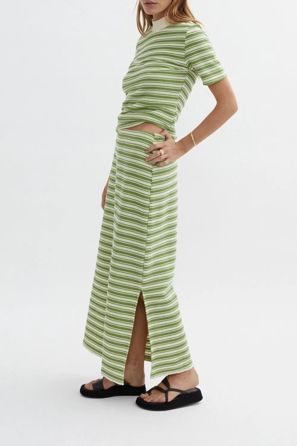 Green Stripes Versatile And Comfortable Skirt