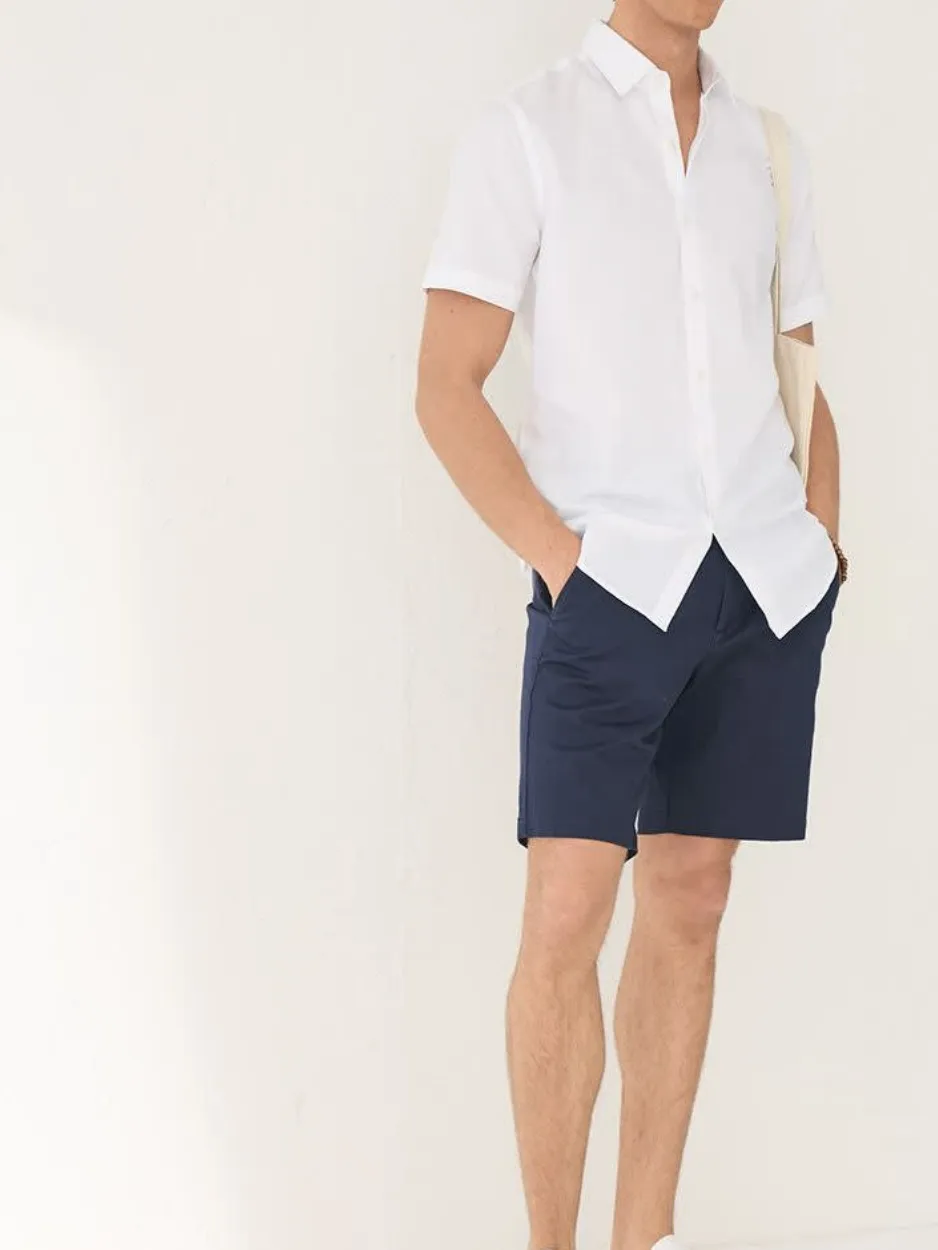 Bright White Casual Style Short-Sleeve Shirt