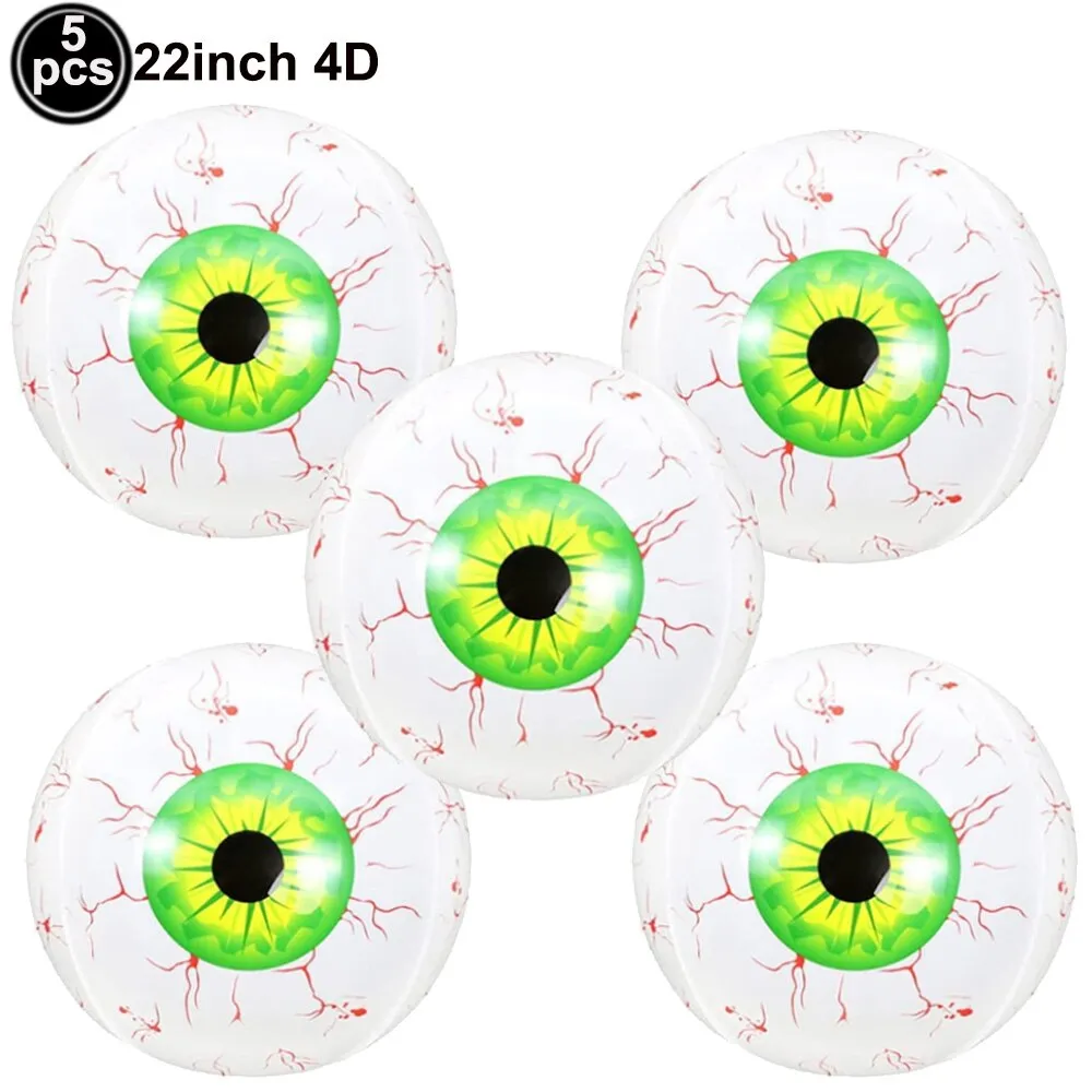 4D 22inch Halloween Foil Inflatable Eyeball Decoration Spooky Halloween Party Supplies Eyeball Balloons Halloween Home Decors