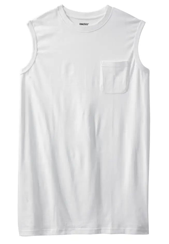 Shrink-Less Longer-Length Lightweight Muscle Pocket Tee