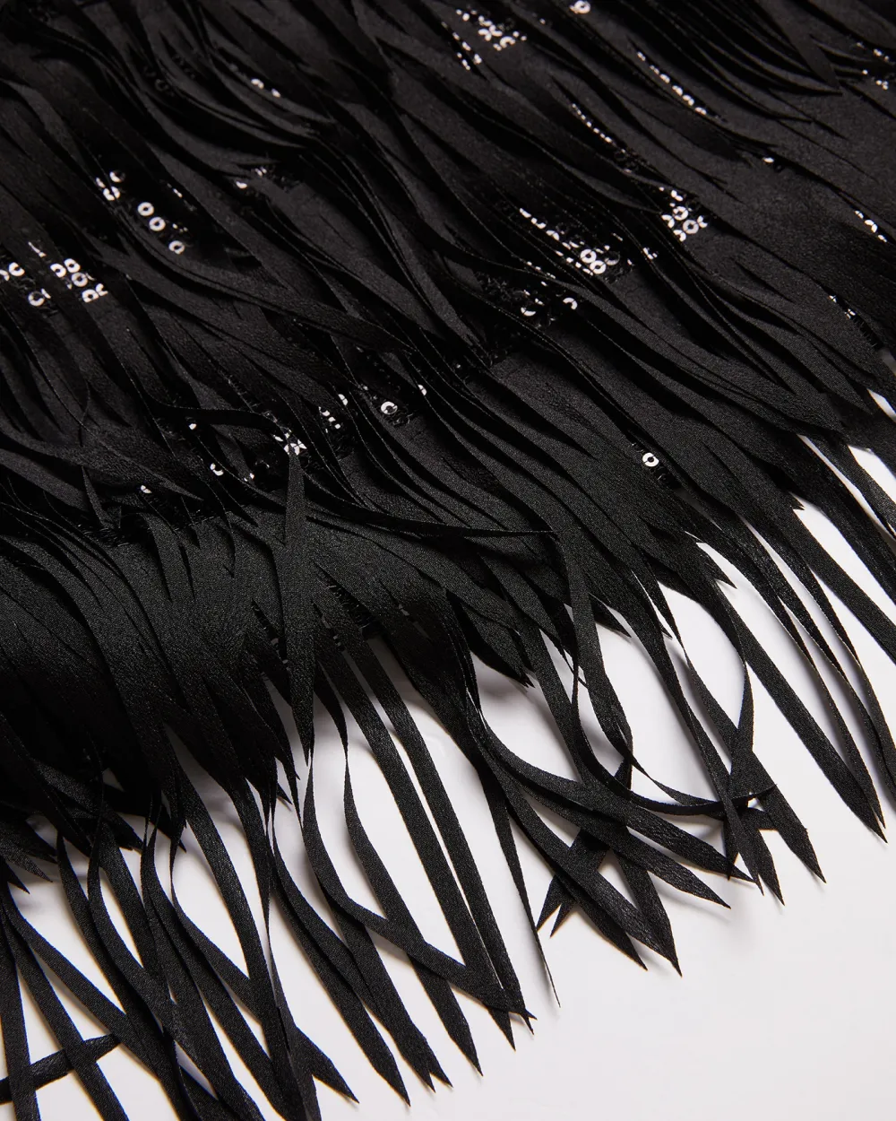 Bartin Fringe Halter Neck Mini Dress Black