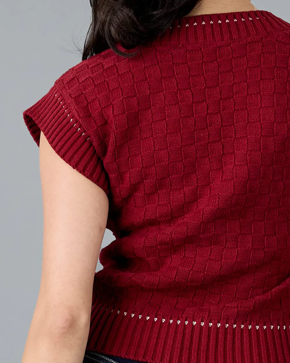 Burgundy Cut Out Knitted Top