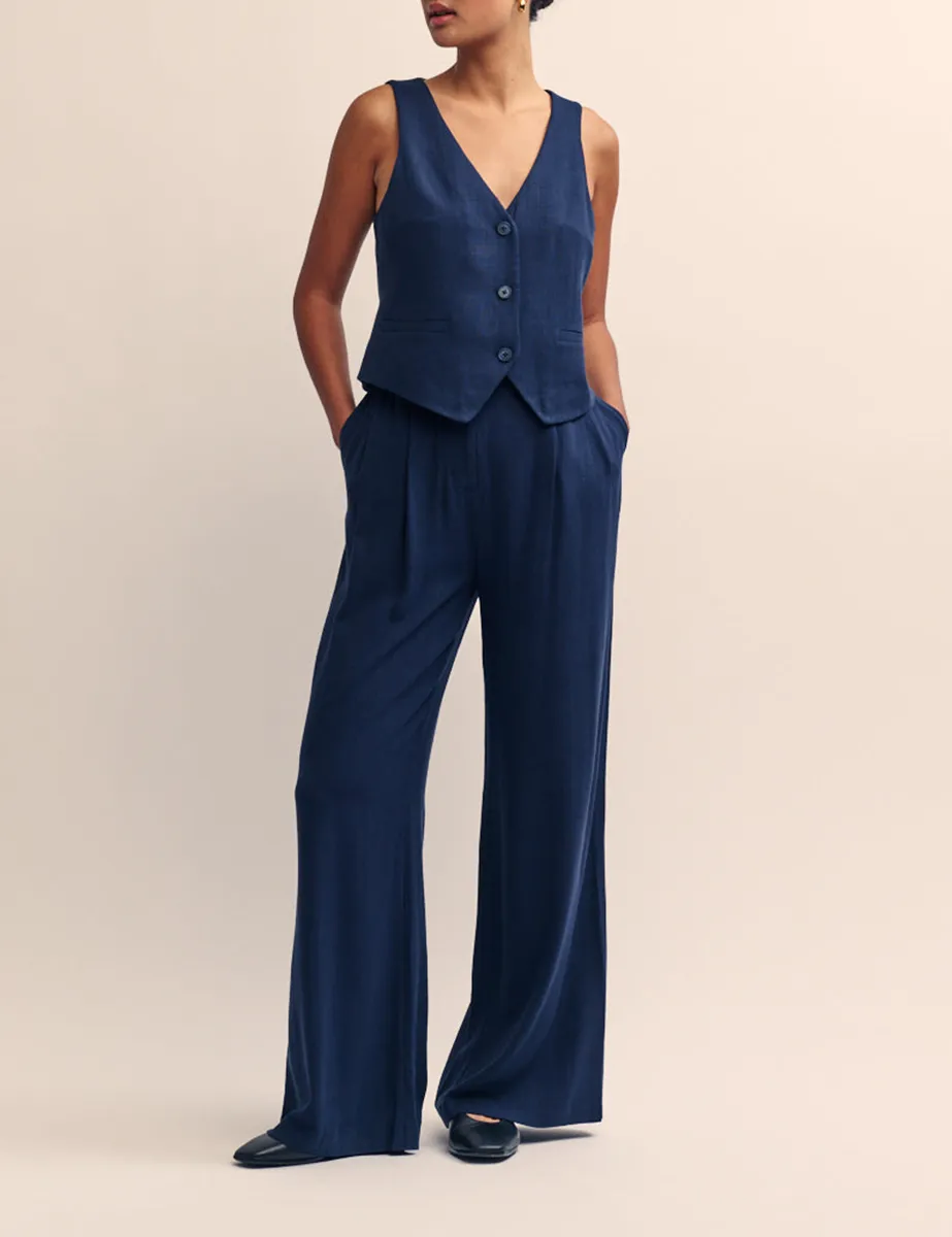 Navy Relaxed Tailored Trousers