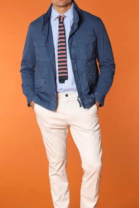 Lightweight Cotton Twill Men's Blue Jacket