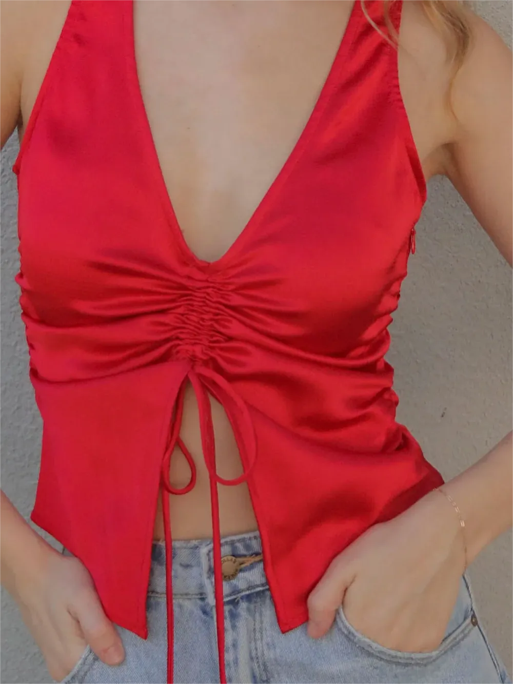 Satin Knot Front Camisole