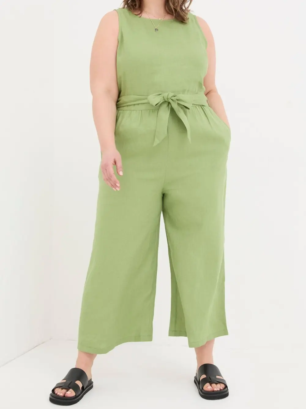 Green Linen Jumpsuit