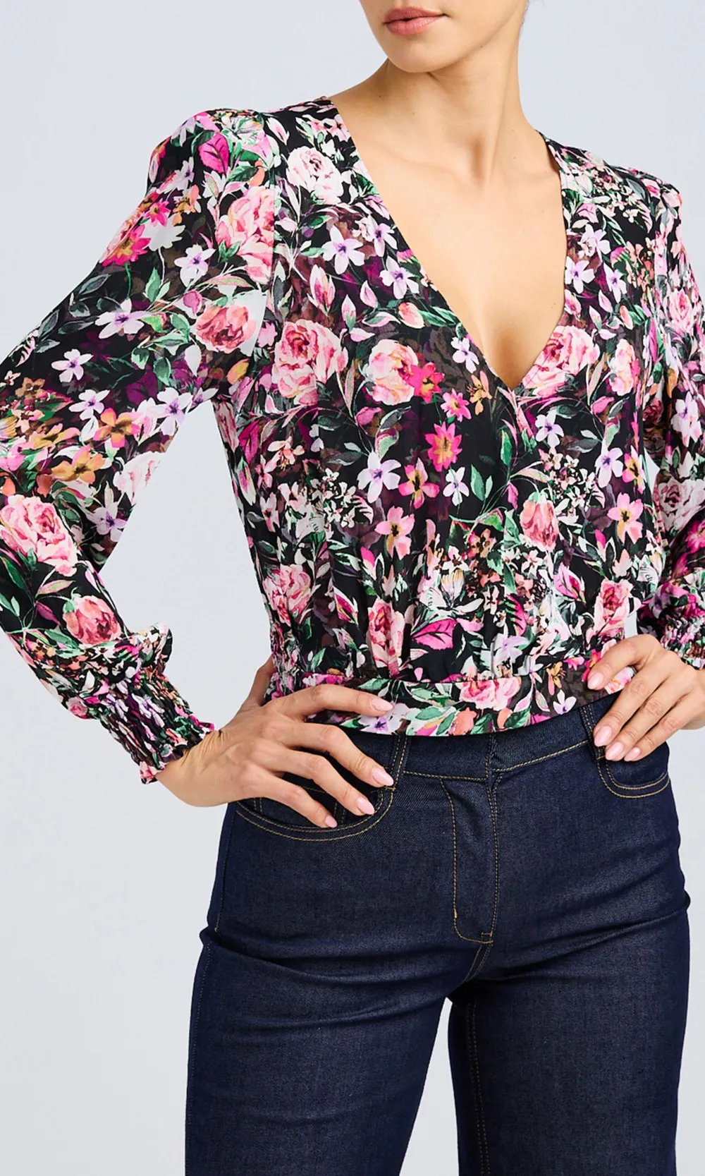 V-Neck Floral Sexy Shirt