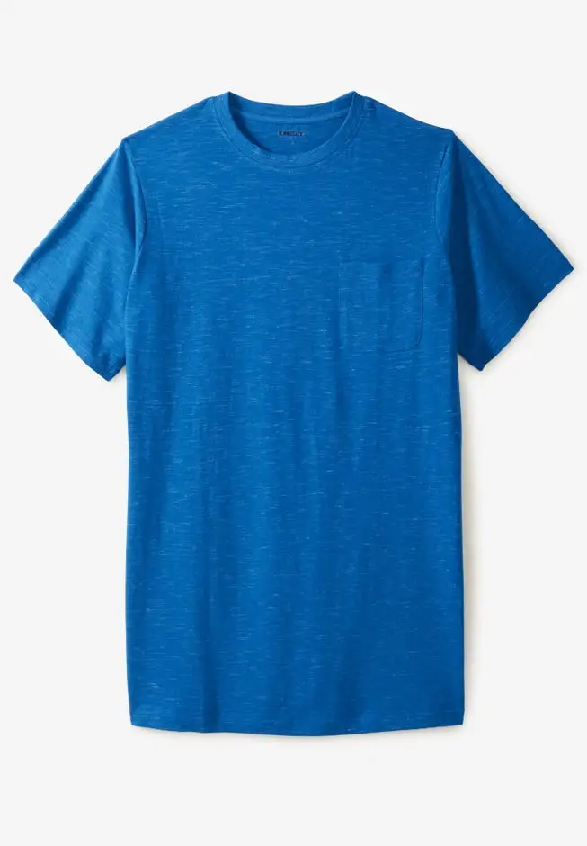 Shrink-Less Lightweight Longer-Length Crewneck Pocket T-Shirt