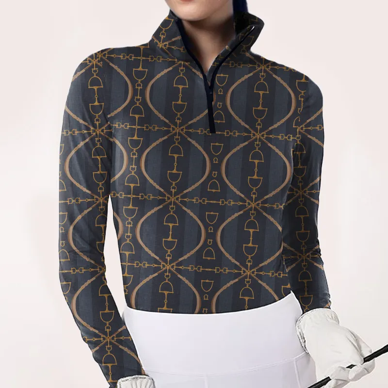 Women's Equestrian Print Long Sleeve Shirt