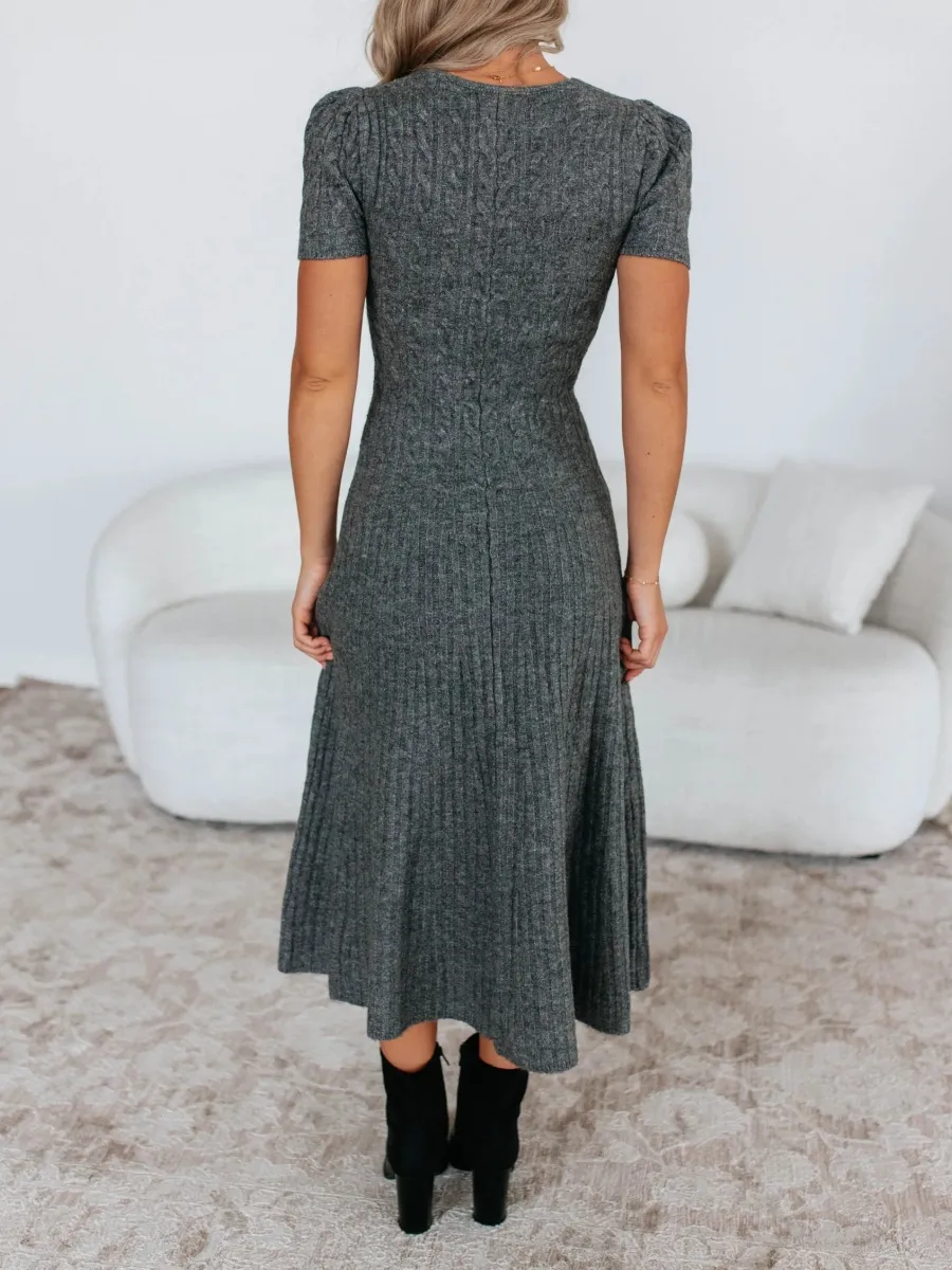 Ribbed Scoop Neck Dress