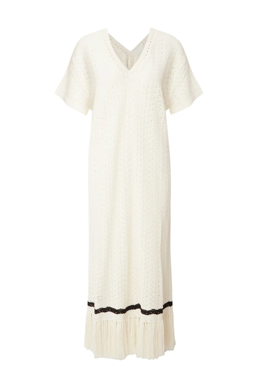 AIRA KAFTAN-Fringe detail knitted kaftan
