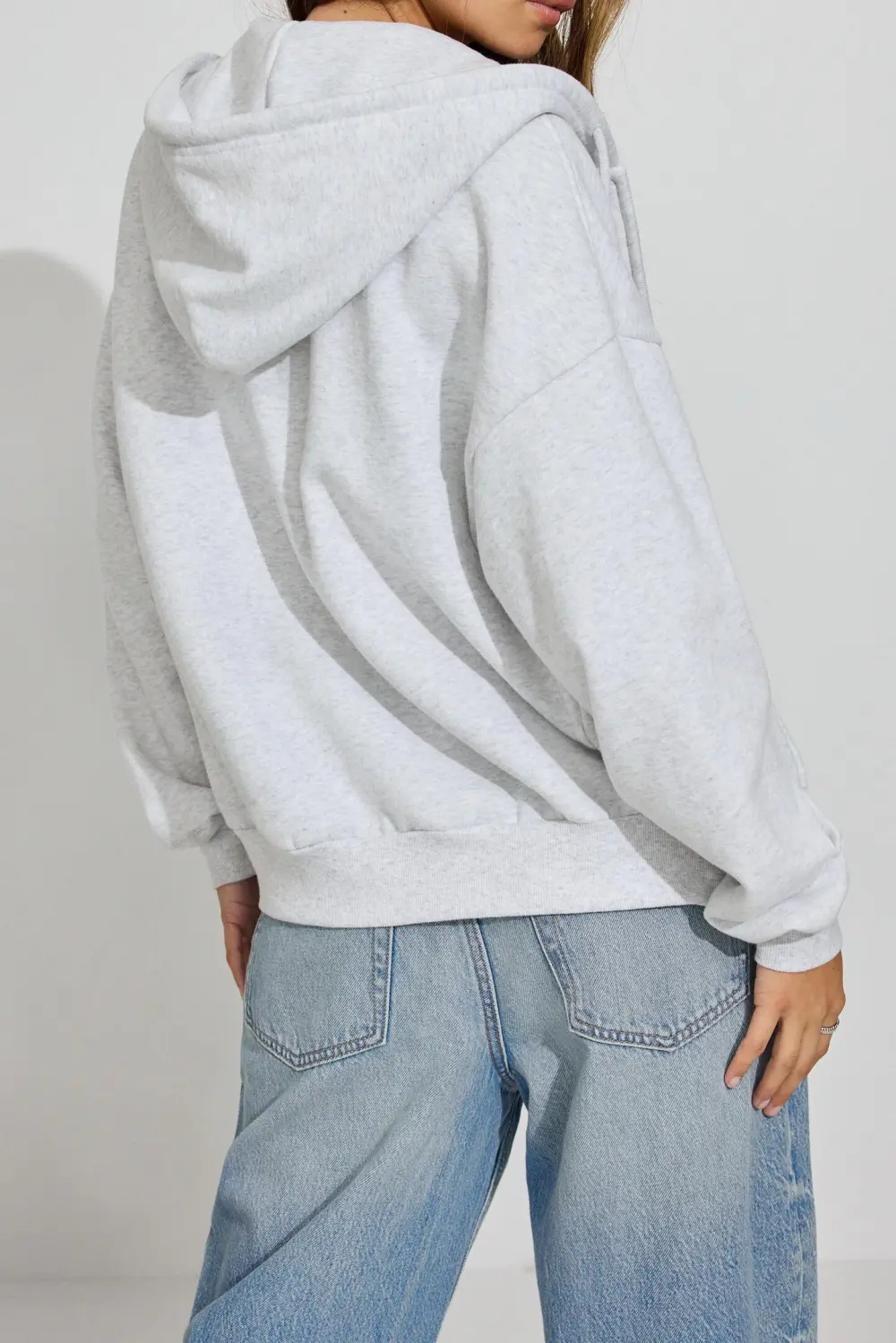 White Full Zip Hoodie Crop Top