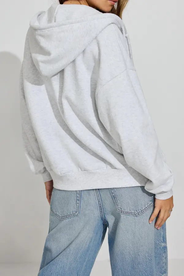 White Full Zip Hoodie Crop Top