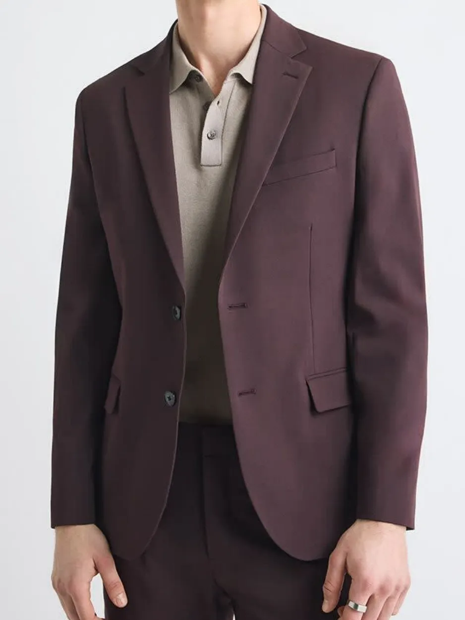 Deep Berry Slim Fit Business Style Suit Blazer