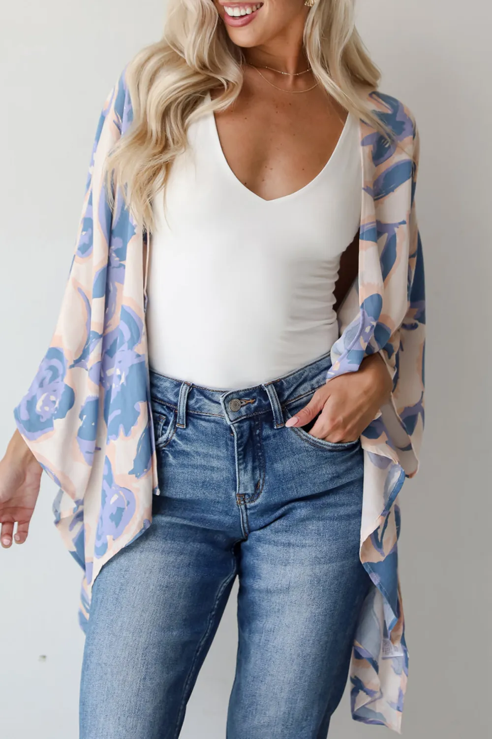 Season Of Blooms Blush Floral Kimono