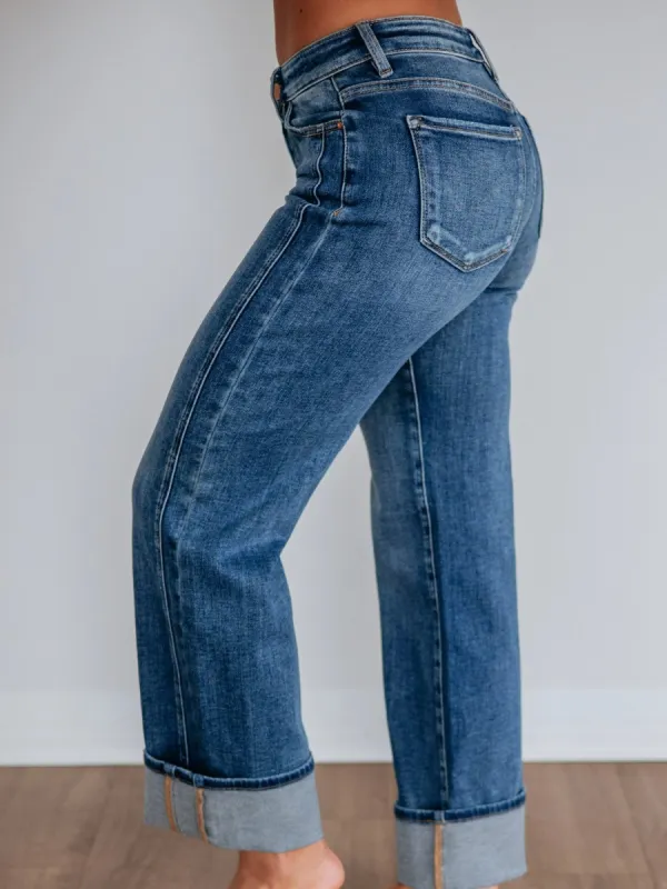 Medium Wash Cuffed Jeans