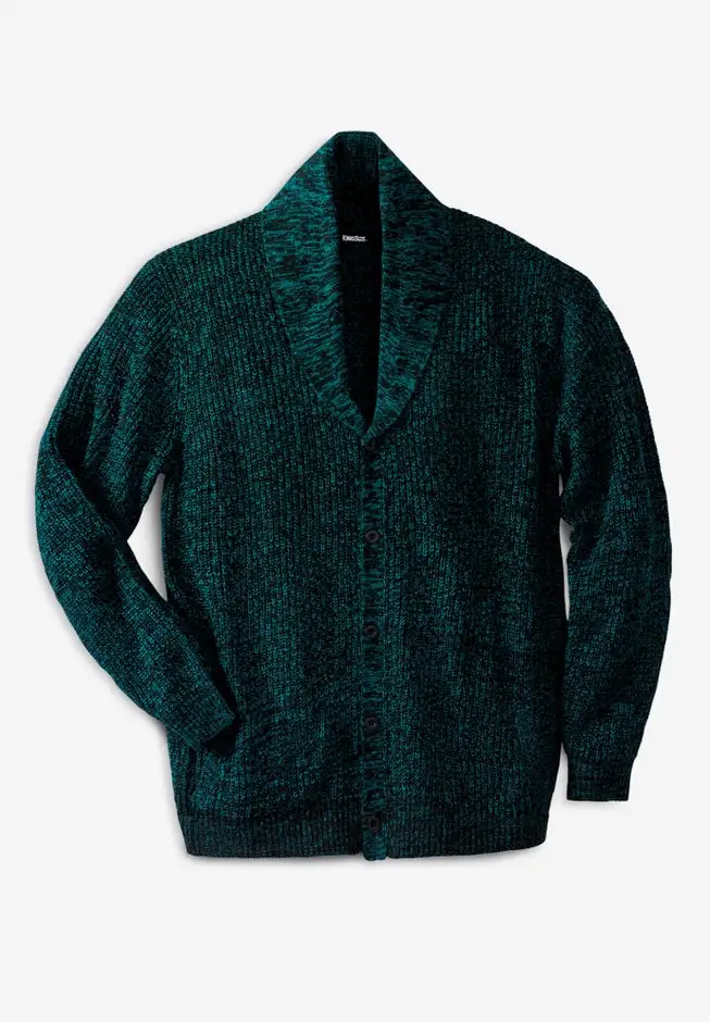Shaker Knit Shawl-Collar Cardigan Sweater