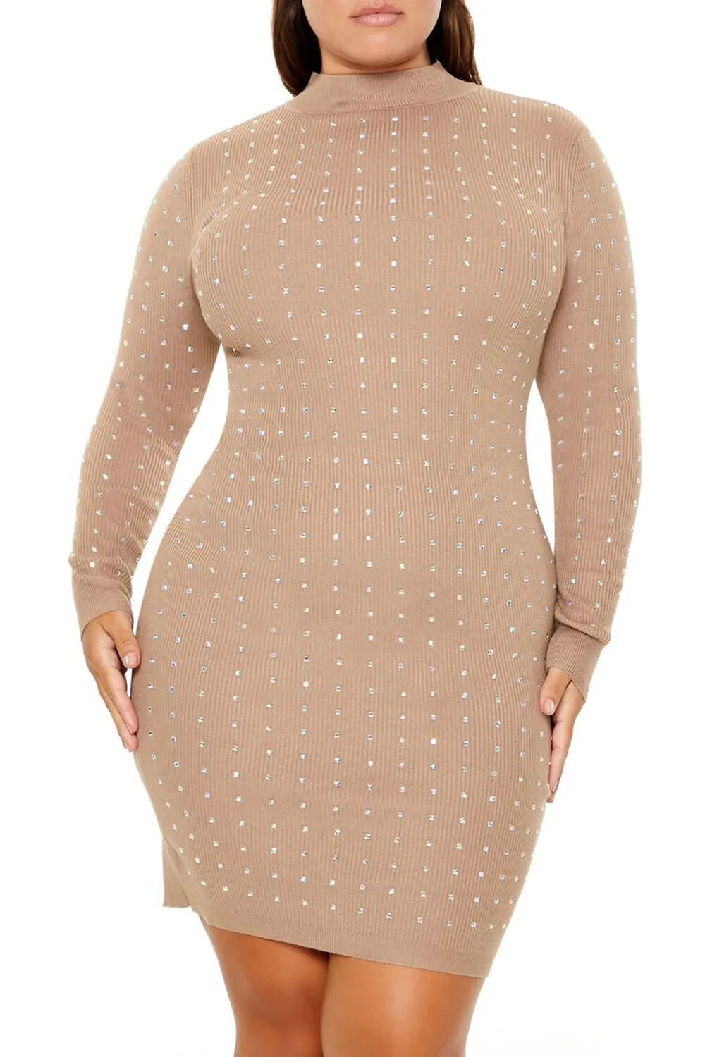Plus Size Rhinestone Mini Dress