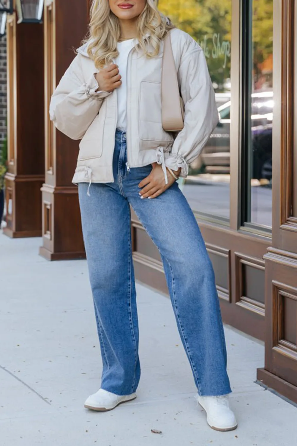 Beige Simple Down Jacket