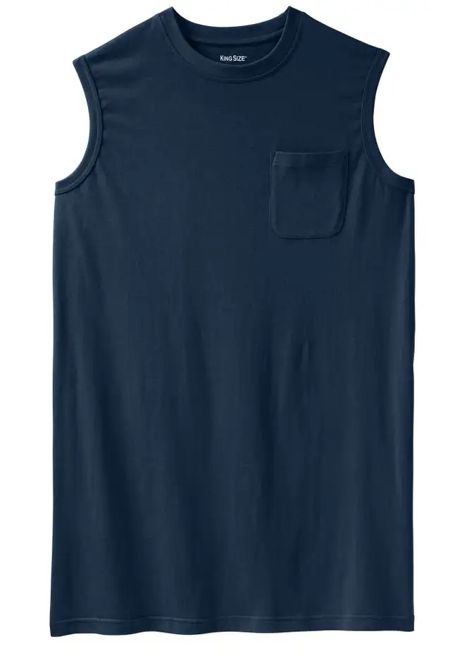 Shrink-Less Longer-Length Lightweight Muscle Pocket Tee