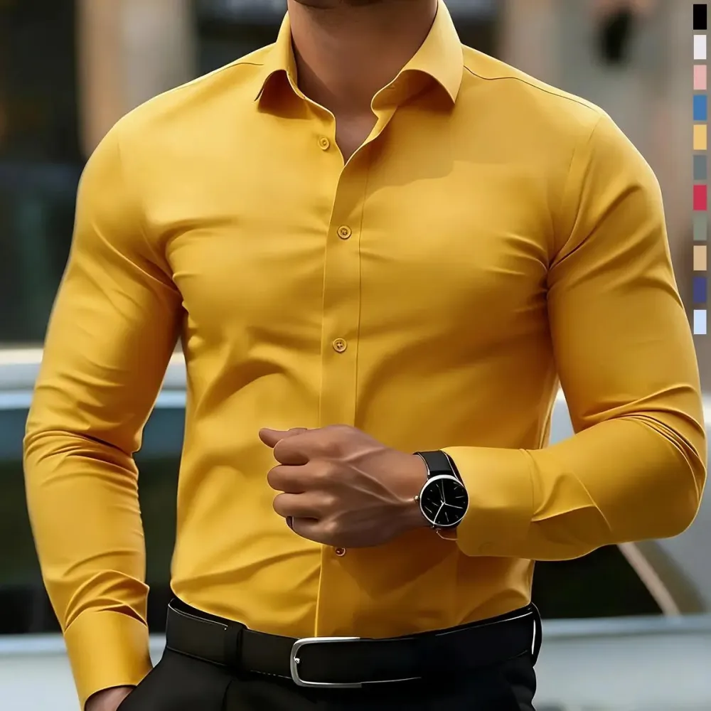 Non-Stretch Men’S Slim-Fit Long-Sleeve Shirt