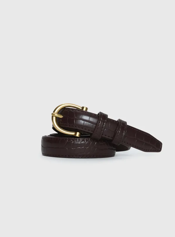 Crocodile Print Buckle Belt
