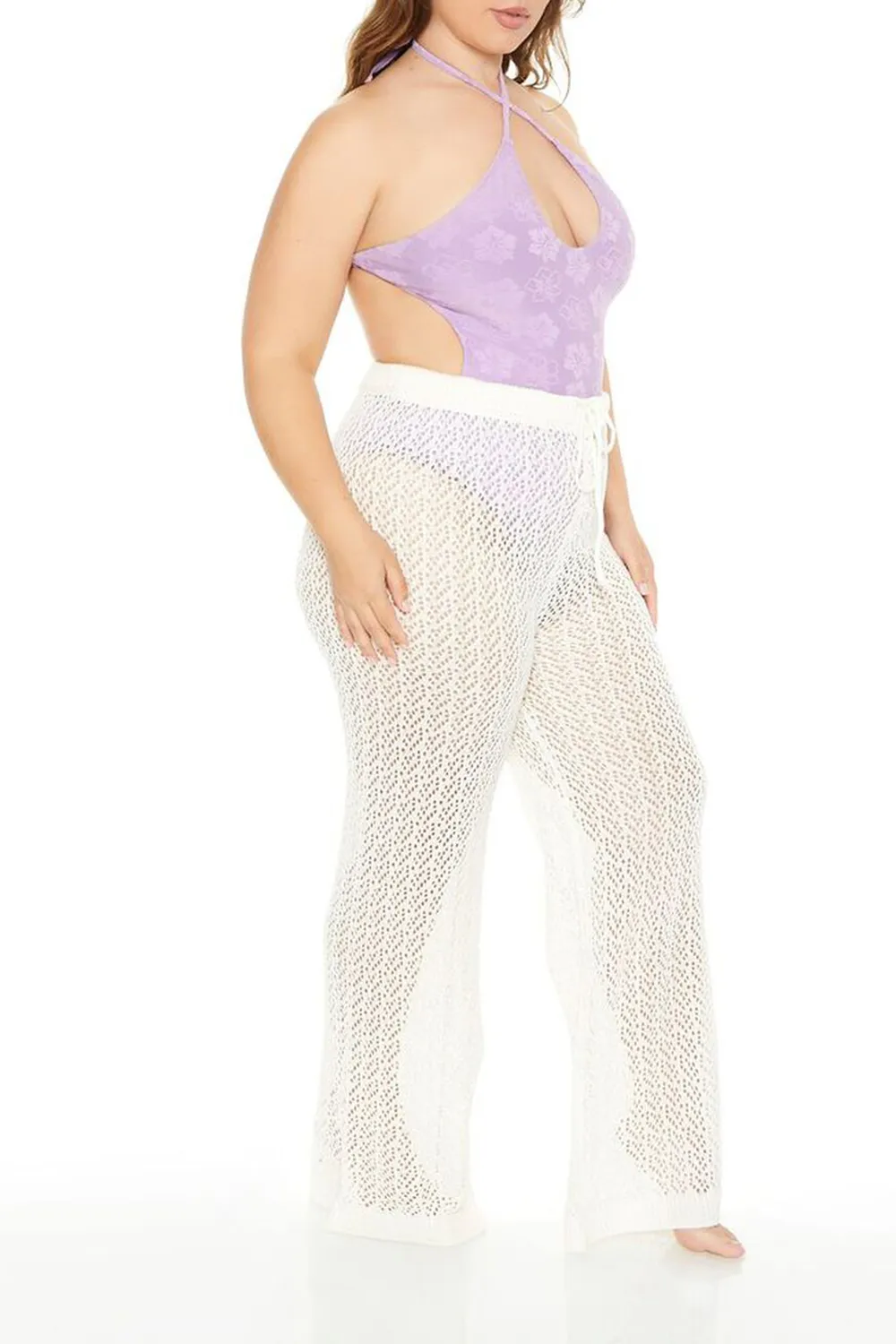 Plus Size Crochet Swim Cover-Up Pants