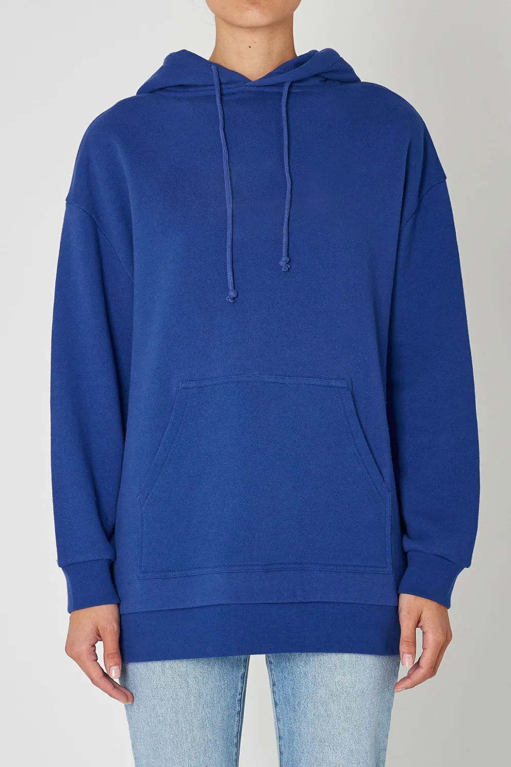 Simlple Daily Breathable Blue Loose Hoodie
