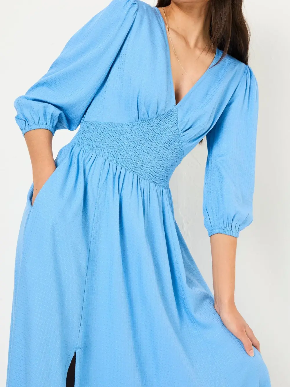 Bright Blue Rene Textured Midi Dress