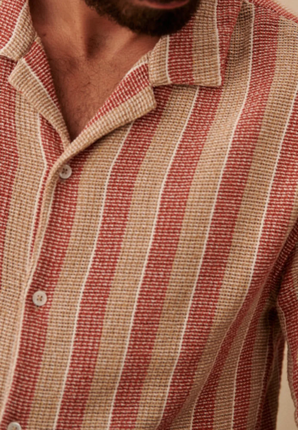 Shirt-Textured Rust / Beige stripes