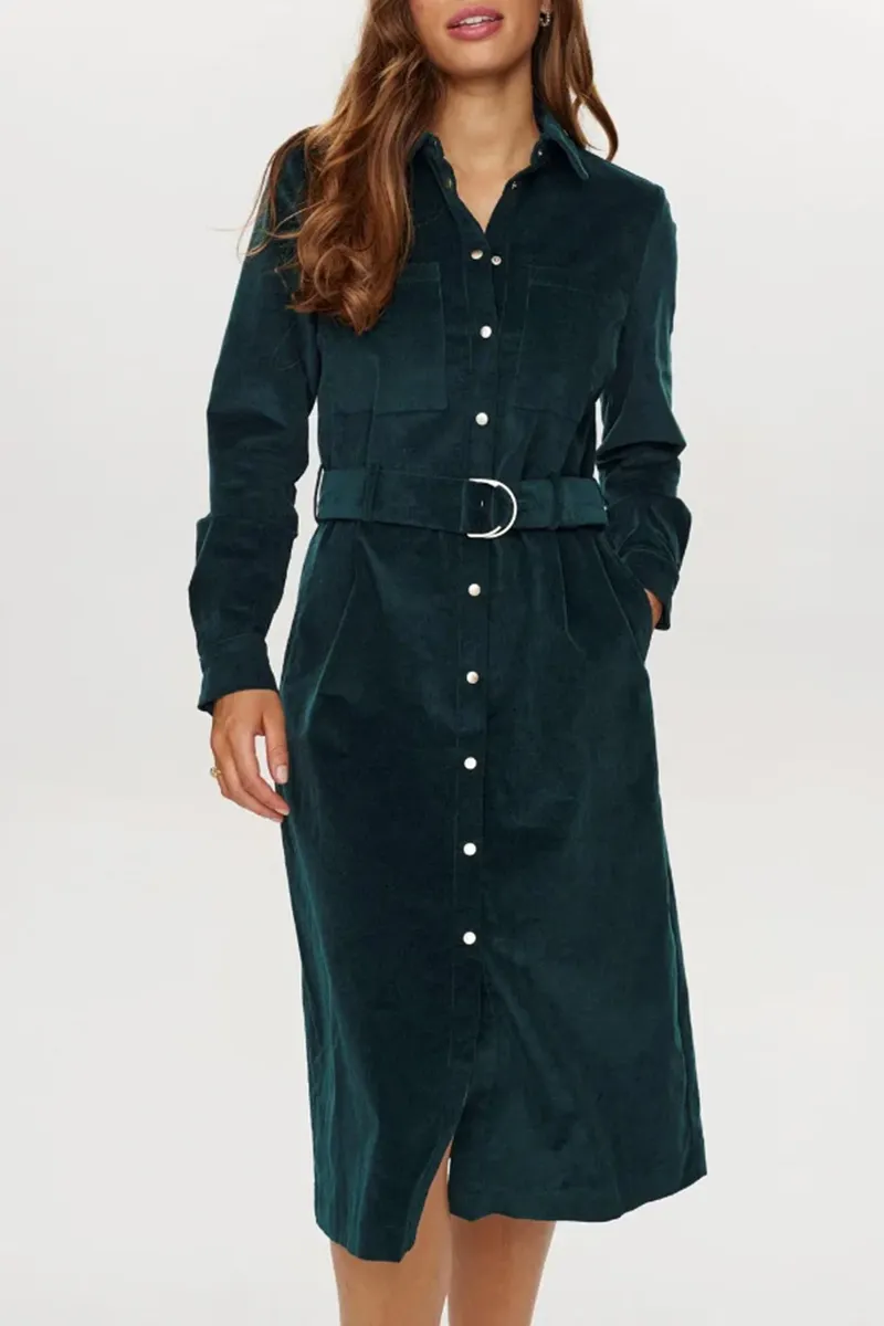 Belted Button Front Shirt Dresses