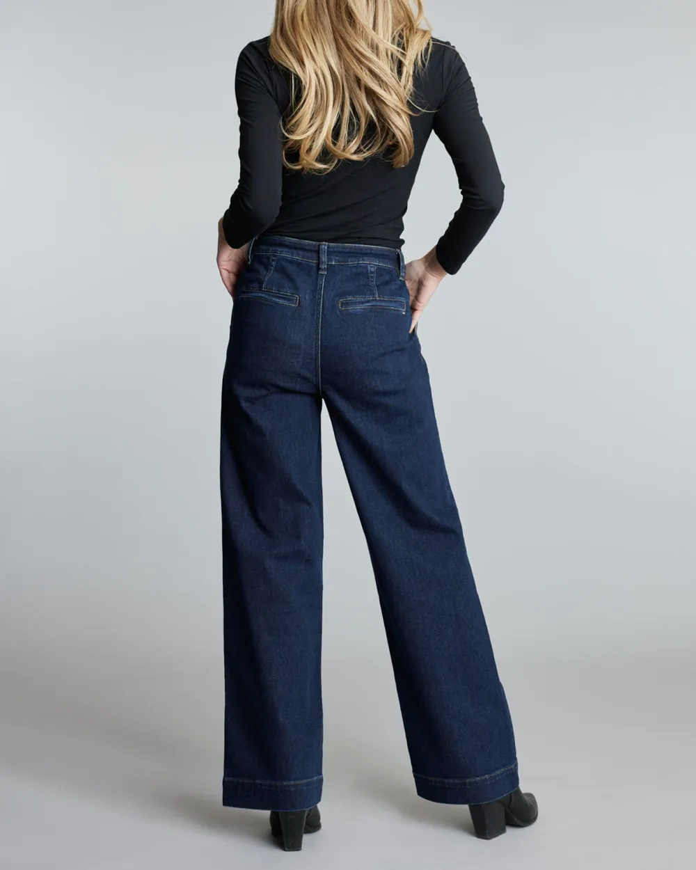 Dark Blue Wide Leg Denim Pant
