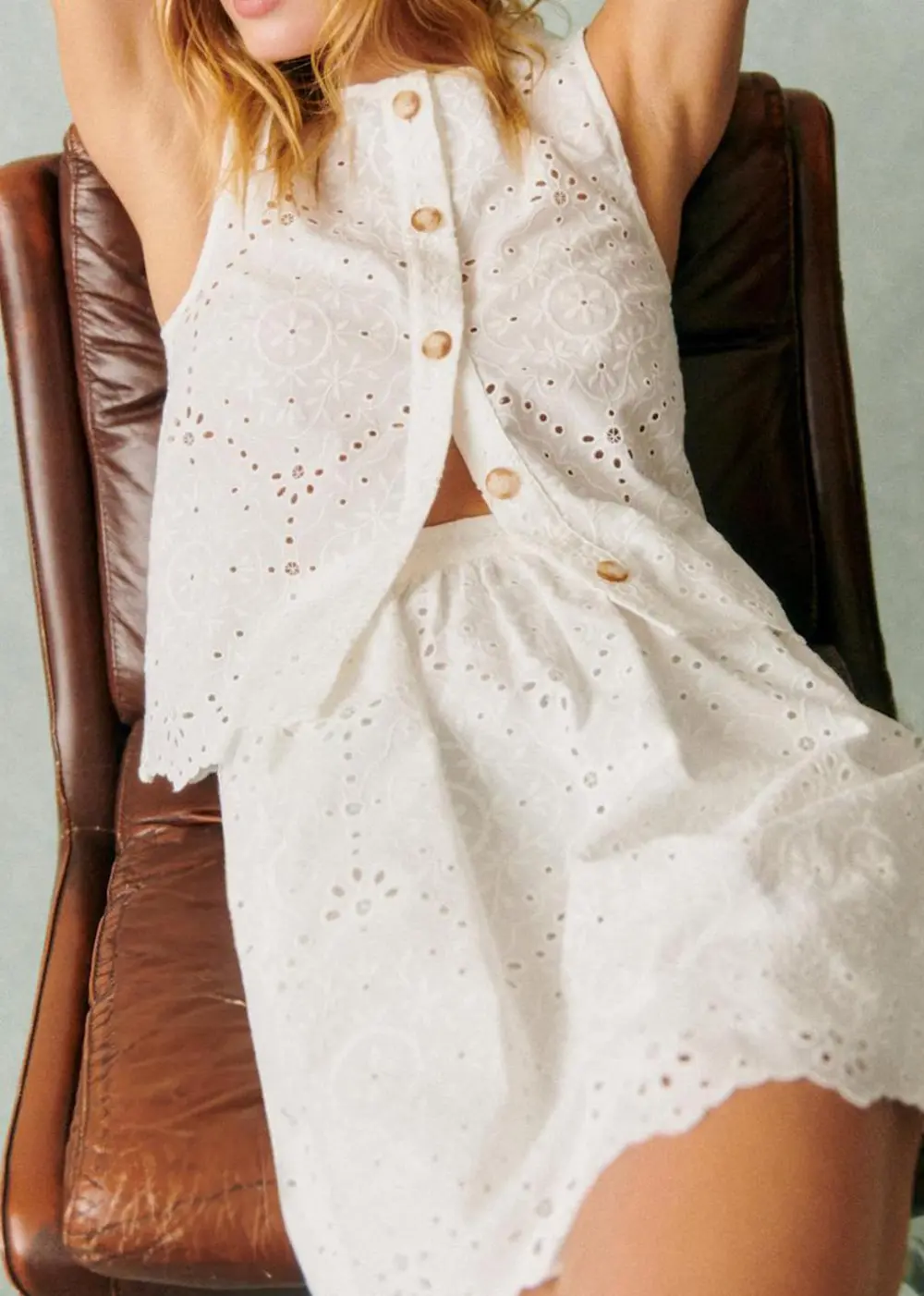 Solid Color Sleeveless Embroidered Top