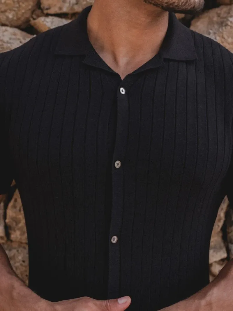 Black Cotton Soft Simple Polo Shirt