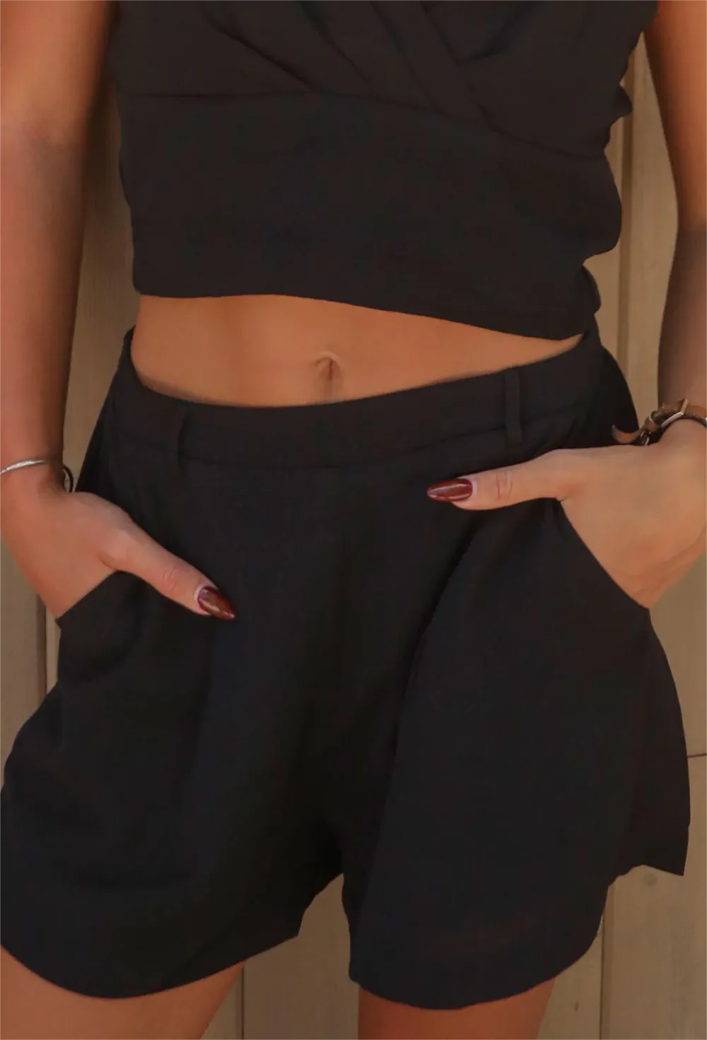 Wrap Style Crop Top and Shorts Set