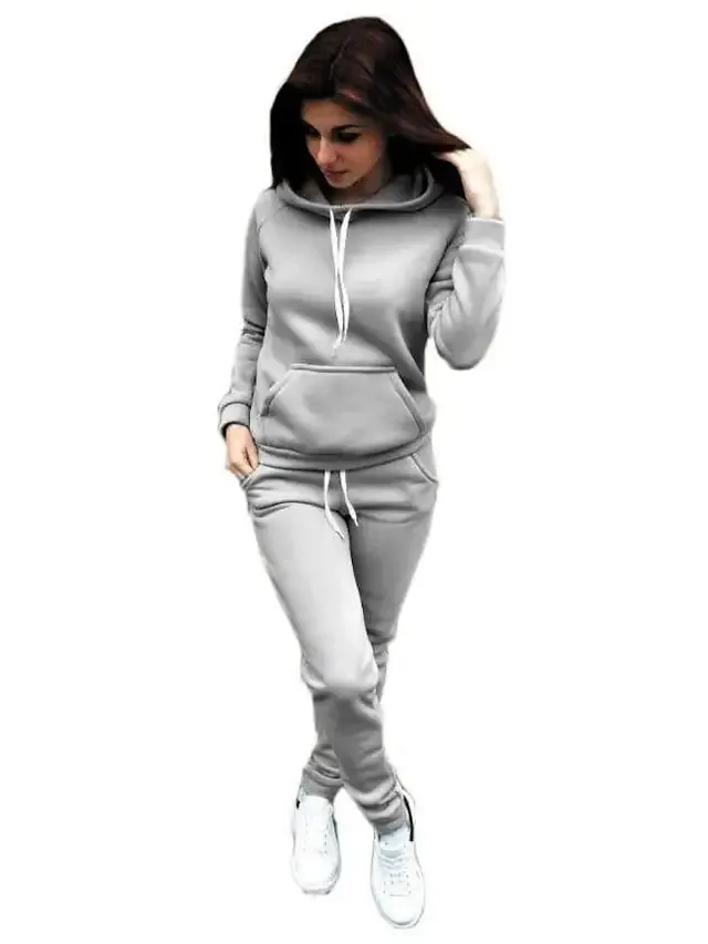 Women's Hoodie Tracksuit Pants Sets Sweatpants Joggers Active Streetwear Black Pink Sport Fitness Solid Color Drawstring Hooded S M L XL 2XL