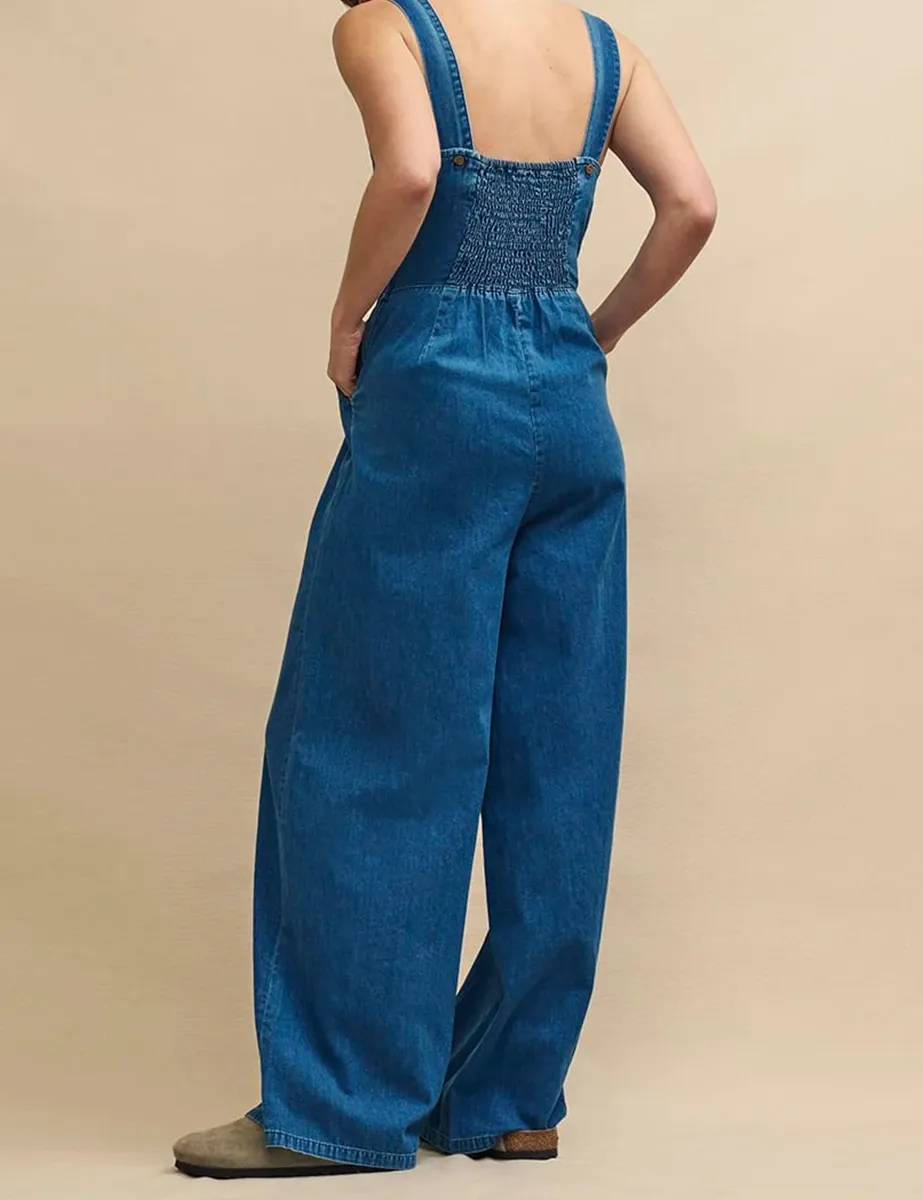 Denim Square Neck Jumpsuit