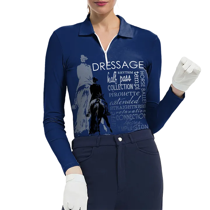 Women's Riding Style Dressage Print Long Sleeve Casual Lapel Shirt