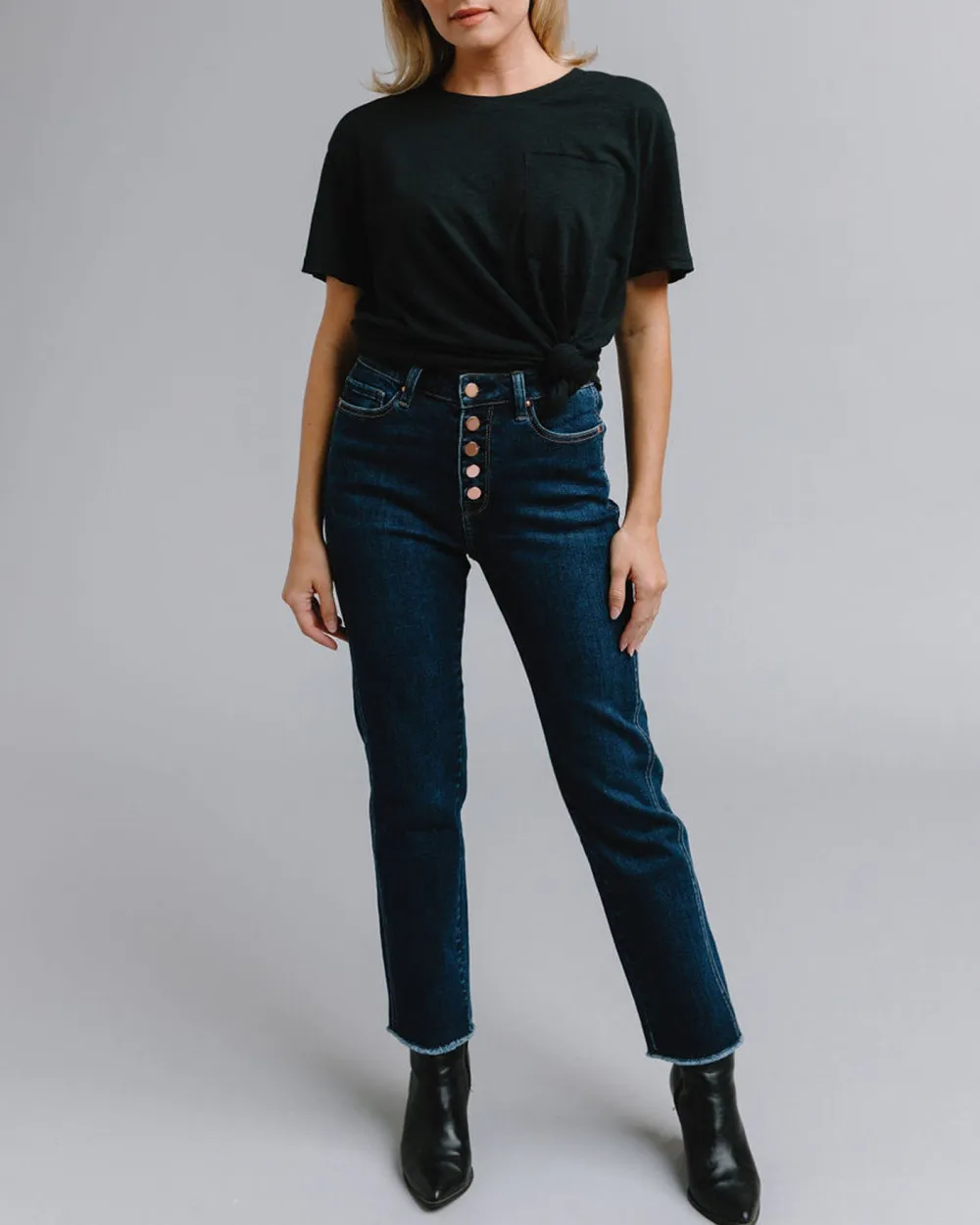 Button Fly Dark Blue Jean