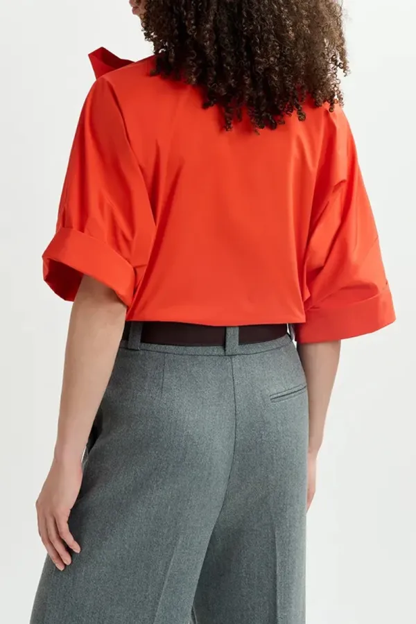Bow Accent Cut Out Neckline Tops