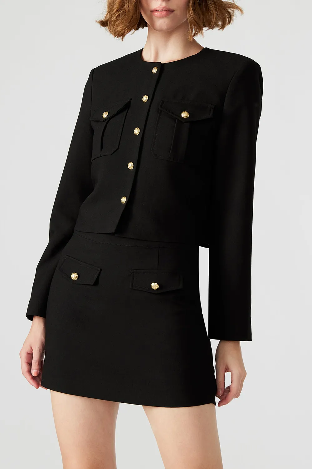 Crew Neck Jacket Black