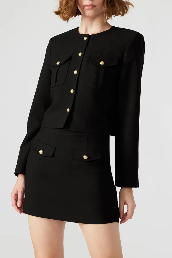 Crew Neck Jacket Black