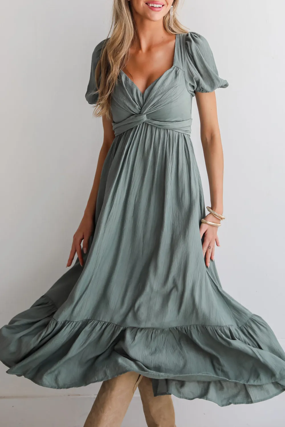 Confident Moves Sage Midi Dress