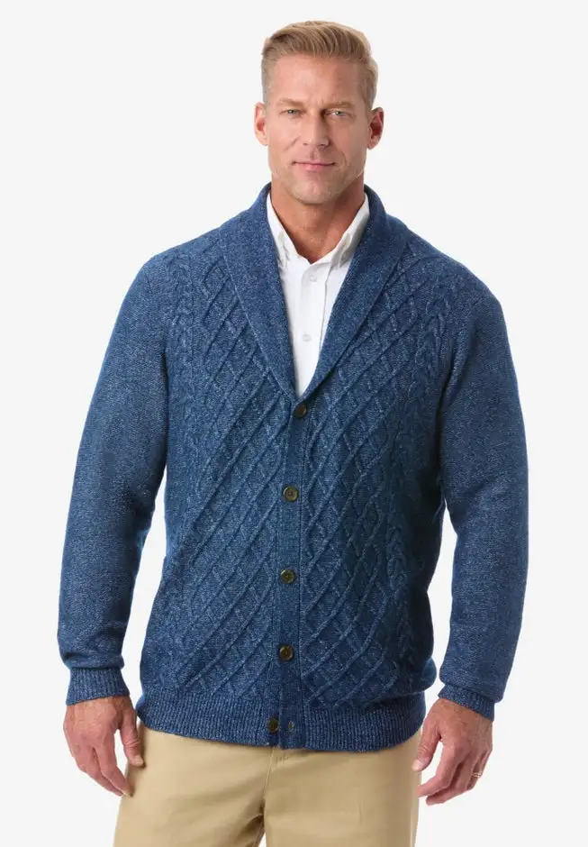 Soft Cable Knit Shawl Collar Cardigan